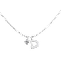 Collier pendentif lettre initiale Dylam Charm -D- pour femme, cadeau d'anniversaire, bijoux en zircone 5A inaltérable