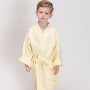 El color se puede personalizar 2024 Baby Young Girl And Boy Waffle Kimono Collar Style Albornoz - Product Image 5
