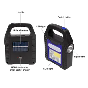 ไฟฉายโซลาร์ COB LED ความสว่างสูง WOSEN ชาร์จผ่าน USB กันน้ำ IP65 แสงขาว 6000K แบตเตอรี่ลิเธียม ได้รับการรับรองมาตรฐาน CE เหมาะสำหรับการตั้งแคมป์ - Product Image 4