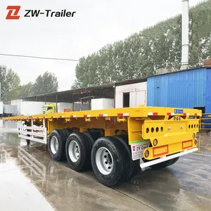 China Tri-As 50 Ton Flat Deck Trailer Semi Truck Dieplader Voor Sael Kenya