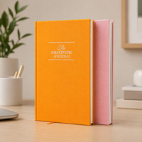 Journal classique gaufré A5, couverture rigide, orange, carnet de gratitude, papier épais 128 g/m², pour le bureau, cadeau