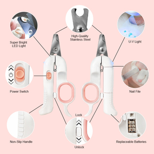 사용자 정의 애완 동물 청소 미용 제품 하이 퀄리티 고양이 손톱 가위 LED 손전등 개 손톱깎이 - Product Image 2