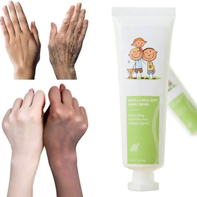 Productos para el cuidado del cuerpo Loción corporal blanqueadora orgánica Crema de manos hidratante OEM Leche natural Miel Vainilla Crema de manos reparadora