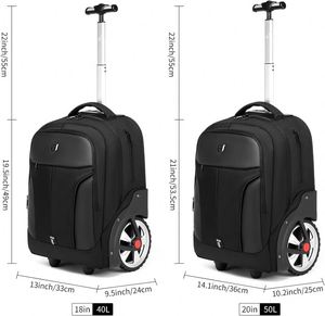 Free Sample Business Travel <b>Wheeled</b> Laptop Bag Rolling Back Pack Multi-function High School Trolley <b>Backpack</b> - Product Image 3