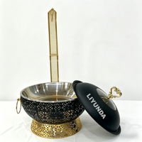 Chauffe-Plat Commercial Liyunda en Acier Inoxydable à Gaz, avec Bordure Dorée, pour Hôtels, Mariages, Banquets et Traiteurs