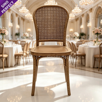 Chaises empilables en plastique pour hôtels, finition grain de bois, pour banquets et événements, chaises de mariage en résine