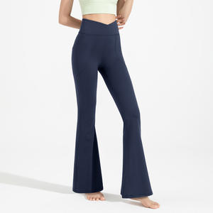 थिना लुलु एंटीबैक्टीबैक्टीरियल ठोस फुल-लंबाई वाली फ्लड पैंट महिलाओं के उच्च कमर कूल्हे उठाने वाले खेल योग पैंट - Product Image 5