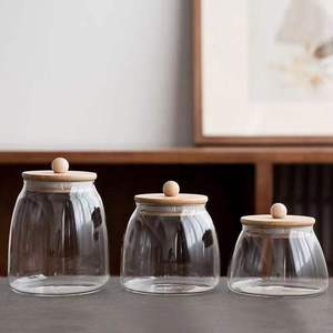 Conjunto Clássico de Potes de Vidro Herméticos Ecológicos para Armazenamento de Alimentos com Tampa de Bambu - Product Image 4