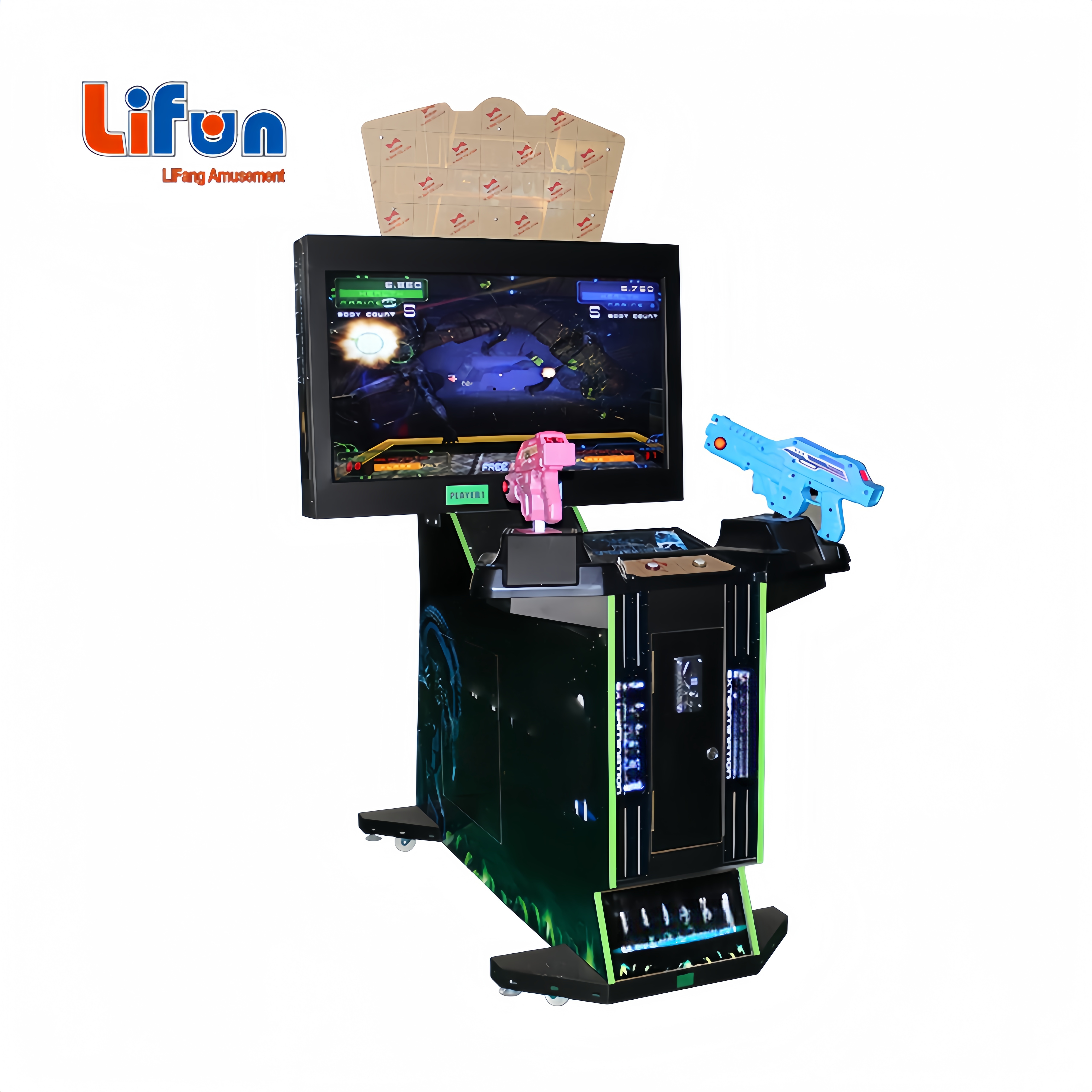 Lifun Factory Wholesale Double Shooting Arcade Game Machine Coin Operated 42" LCD Screen 110V/220V 1 Year Warranty
