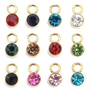 Pendentifs breloques en cristal 4 mm, sertissage clos, en acier inoxydable plaqué or, strass pierre de naissance pour la création de bijoux DIY et accessoires de loisirs créatifs - Product Image 1