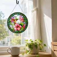 Décoration de fenêtre personnalisée avec motif colibri Art Déco en vitrail, attrape-soleil pour la maison