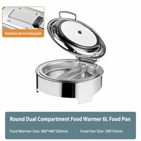 Chauffe-Plat Commercial Hydraulique Inox 6L 60-80°C pour Buffet, Hôtel et Restauration