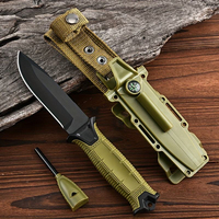 Kit de couteaux de survie multifonctionnels pour la chasse et le bushcraft en plein air avec allume-feu intégré et pierre à aiguiser, couteau tactique portable de survie