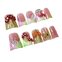 Vente en gros de faux ongles Y2K en forme de bec de canard, 3D faits à la main, à presser, réutilisables, forme évasée, 10 pièces, qualité salon, logo personnalisé
