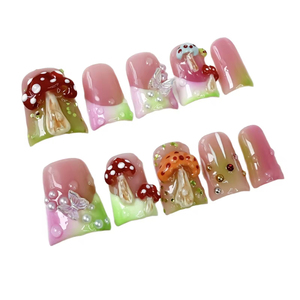 Uñas postizas Y2K al por mayor, uñas 3D hechas a mano, uñas postizas reutilizables con forma <span class=keywords><strong>de</strong></span> trompeta, 10 piezas, calidad <span class=keywords><strong>de</strong></span> salón, logotipo personalizado - Product Image 5