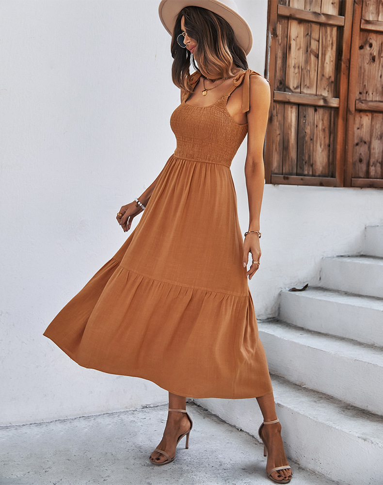 Shop Our Maxi Dress 2022 VONDA Women Summer Party Long Maxi Dress Casual  Solid Color Sleeveless Lace Pleated Vestido S-