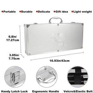 Juego de Herramientas para Barbacoa de Acero Inoxidable con Estuche de Aluminio, Utensilios para Parrilla, para Cocinar al Aire Libre y Acampar - Product Image 4