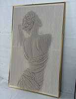 Art déco moderne, art mural abstrait 3D fait main de luxe, cadre doré avec base en MDF pour la décoration d'hôtel, de bureau et de maison
