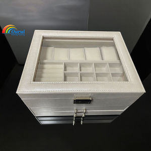 Multi-layer Jewelry & Watch Organizer with Drawers,Desktop Multi-functional Jewelry and Watch Display Organizer with <b>Window</b> - Product Image 2