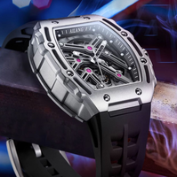 Nouvelle montre mécanique automatique carrée, personnalisée, en acier inoxydable noir, 43 mm, montre de luxe pour homme, montre de haute qualité, cadeau