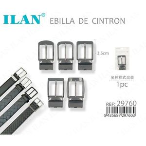 Fibbia per cintura ILAN da 3,5 cm in metallo con perno per cinture in pelle, stili misti, 1 pezzo - Product Image 3