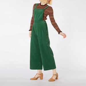 Pantalones de moda para mujer, estilo streetwear, de pana, con tirantes, de pierna ancha, de cintura alta, ecológicos, con efecto rasgado, tipo mono. - Product Image 1