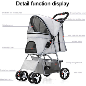 Haute qualité pliant à <span class=keywords><strong>quatre</strong></span> roues facile à pied transporteur de voyage chariot poussette pour animaux de compagnie pour chats chiens - Product Image 6