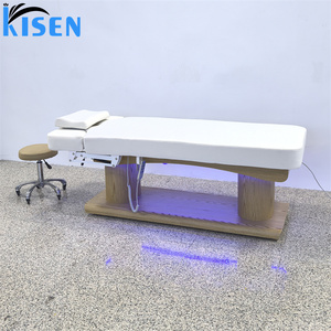 Kisen Luxury Electric Curved Eyelash <b>Bed</b> Base with <b>LED</b> 4 Motor Electric Beauty Massage <b>Bed</b> Facial Spa <b>Bed</b> for Salon Furniture - Product Image 1