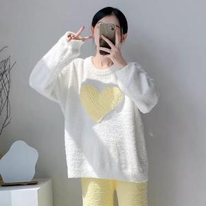 <span class=keywords><strong>Pigiama</strong></span> da donna inverno carino con cuore dolce e ispessito caldo cuore dolce di fascia alta <span class=keywords><strong>taglie</strong></span> forti 2 PC Set Loungewear per casa al coperto - Product Image 6