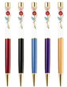 Custom Logo High-End Advertising DIY Blank Penl Gift Pen with Creative Pen Clip Rose Crystal Metal Pen