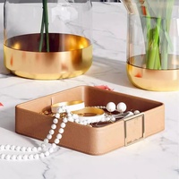 Plateau de rangement personnalisé en cuir PU pour bijoux, montres et maquillage, style nordique de luxe, pour la maison