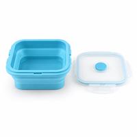 Boîte à lunch carrée pliable en silicone, compatible micro-ondes, avec couvercle verrouillable, pour la préparation des repas et les voyages (vente en gros)