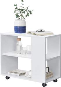 Table d'appoint moderne simple Table basse Lampe de rangement Étagères à 2 niveaux Bibliothèque <span class=keywords><strong>sur</strong></span> roues - Product Image 3