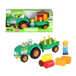 Tracteur agricole jouets avec lumière et musique roue libre tracteur coulissant voiture dessin animé ferme jeu ensemble avec accessoires 7 pièces - Product Image 5