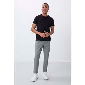 Pantalon de survêtement gris mélangé pour homme, taille élastique, coupe standard, tissu respirant décontracté - Product Image 4