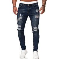 Nouveau jean homme skinny déchiré et usé, style streetwear hip-hop, denim de haute qualité