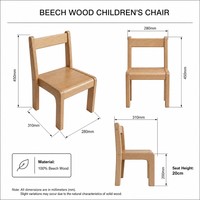 Chaise pour enfants en bois de hêtre Chuangjin, hauteur d'assise 20 cm, style Montessori, pour maternelle et garderie, vente en gros