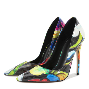 Escarpins colorés sexy à bout pointu et talon fin pour femme, chaussures habillées à coupe large, grande taille 45 - Product Image 4