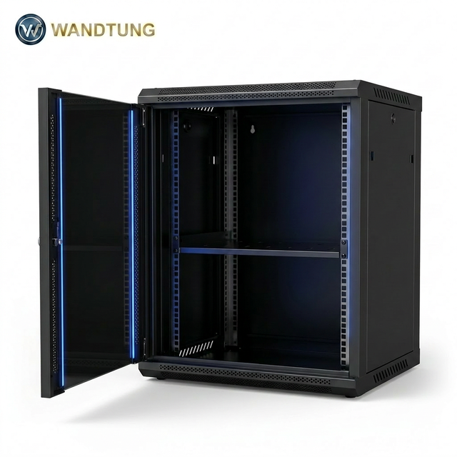 19-Inch 6U Steel Network Cabinet with 2U Switch Tempered Glass Front Door 9U Capacity for Data Center Server Rack Management