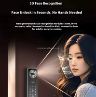 Serrure Intelligente Entièrement Automatique TUYA WiFi avec Reconnaissance Faciale, Empreinte Digitale, Mot de Passe, Interphone et Stockage Cloud, Mortaise 6068 pour Porte en Bois