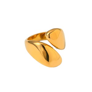 Geometric Gold Plated <b>Ring</b> Women's Fashion Jewelry Gift Simple Minimalist Design 18 Inch Stainless Steel - Product Image 5