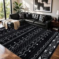 Tapis géométrique marocain bohème extra large noir et blanc, doux, lavable, antidérapant pour salle de jeux, chambre à coucher, décoration de salon