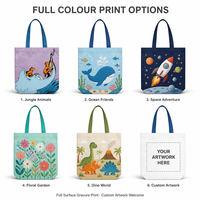 Sac fourre-tout réutilisable en PP tissé laminé imprimé en couleur personnalisée, style dessin animé, imperméable, sac à livres pour enfants, sac promotionnel