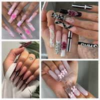 Faux ongles à presser faits main en acrylique, longs et rectangulaires, vente en gros d'usine