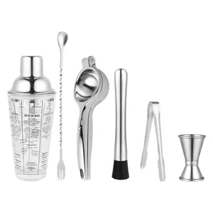 Nova chegada melhor preço mixologia bartender kit 400ml 550ml claro shaker copo bartender kit cocktail shaker set