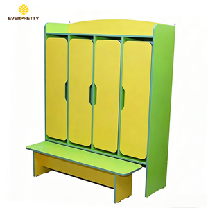 Meubles de classe pour école maternelle, armoire pour enfants d'âge préscolaire, armoire à vêtements en bois pour enfants, armoire avec porte pour 4 enfants - Product Image 1