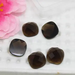 Synthetic Square Shape Gemstone Faceted Cut Flat Back Smoky Glass
