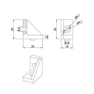 1515 1081铝型材匹配连接器1525A-6压铸铝支架2525系列机器零件压铸铝 - Product Image 3