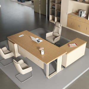 <span class=keywords><strong>Mesa</strong></span> de oficina moderna de estilo madera, silla, combinación de muebles, escritorio de gerente CEO con estilo de panel de madera - Product Image 4