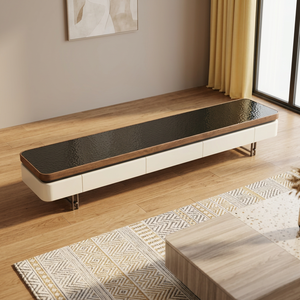 Modern Media Console <strong>TV</strong> Cabinet 220cm Long <strong>Brown</strong> MDF Low-Profile Living Room Entertainment Storage <strong>Unit</strong> - Product Image 3